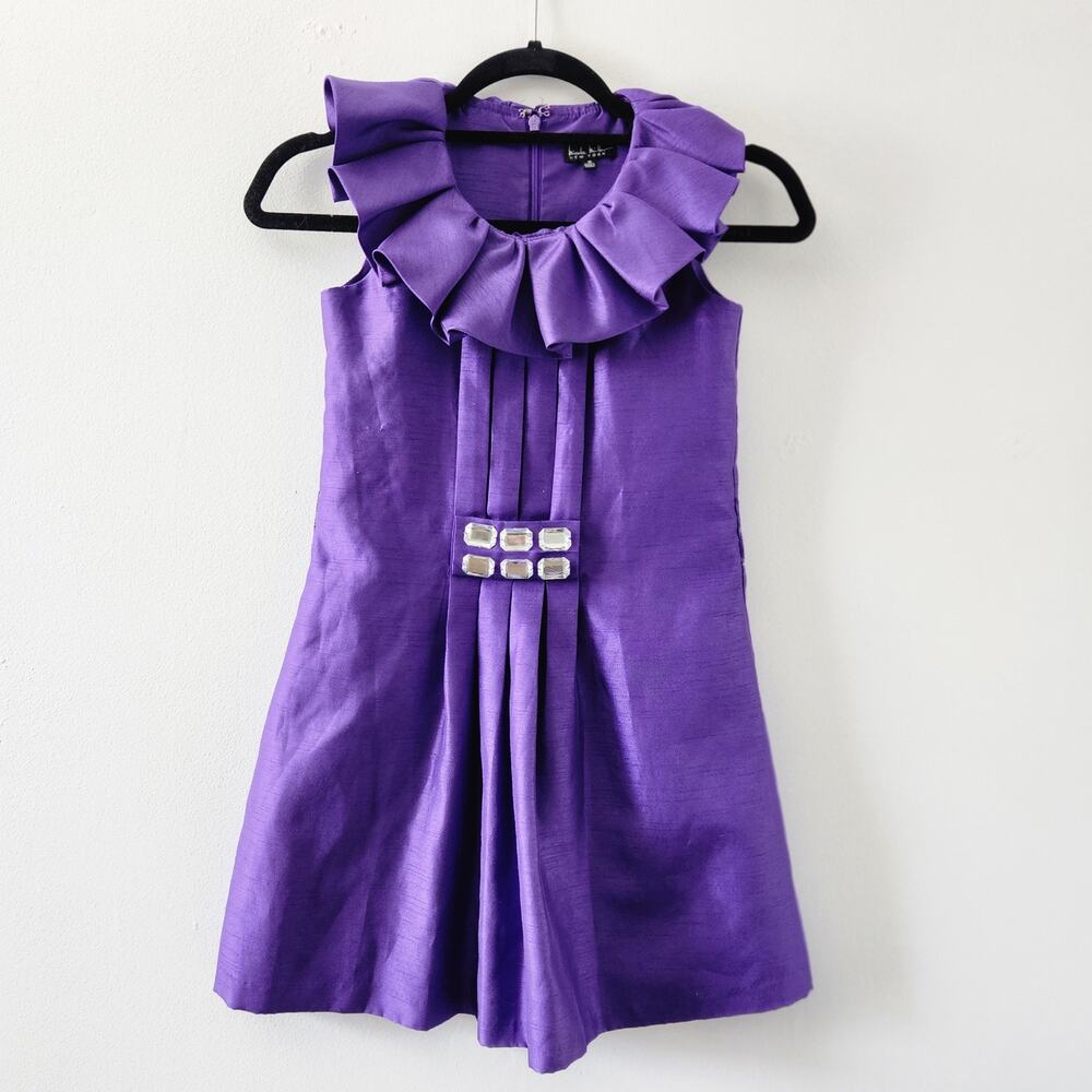 Nicole Miller Girls Holiday Dress Large Size 10 Purple Kids Dress Sleeveless